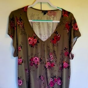 A lace up floral blouse
